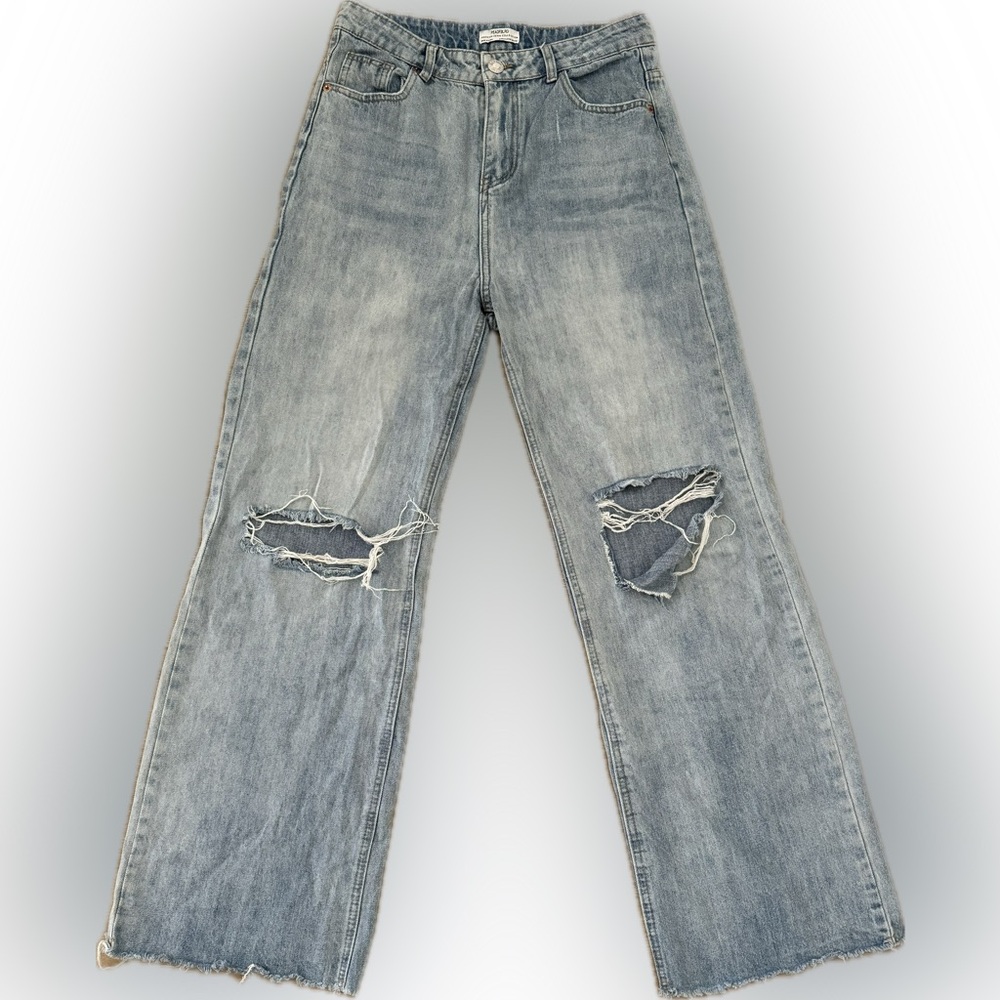 wide leg denim pant from the brand PEAOFBLRD  size 8 color blue jean